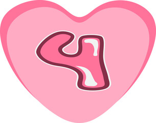 Number Four on Pink Heart Balloon
