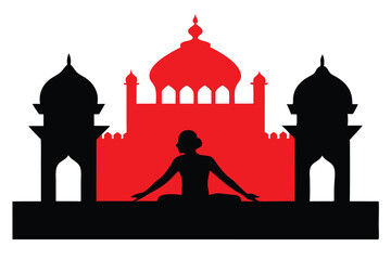 Senior Citizens Yoga Silhouette Vector  Healthy Aging and Wellness Illustration