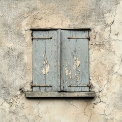 Weathered Gray Shutters on a Textured Off White Wall