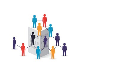 People Network Connecting Around Building Showing Teamwork