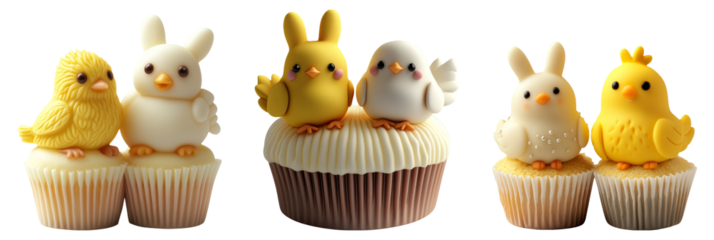 Cute Easter-themed Cupcake Decorations with Animal Figurines