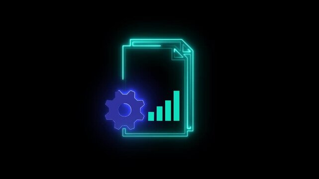 Business efficiency concept, how much a company or organization can produce as it relates to time, cost and quality. glowing neon line of efficiency metrics icon on virtual screen.