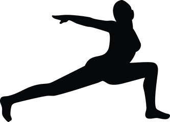 Warrior Pose Yoga Silhouette Vector  Strength and Balance Illustration
