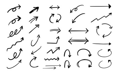 手書き風の矢印のイラストセット(モノクロ)