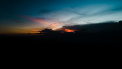 Mountain Silhouette at Dusk with Dramatic Red Clouds
