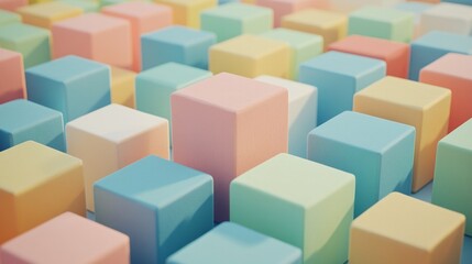 Obraz premium A colorful array of cubes in various shades of pink, blue, and yellow