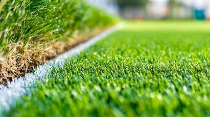 Green Grass with White Line on Field