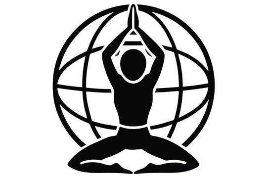 Yoga Global Unity Silhouette Vector  Worldwide Peace and Wellness Design