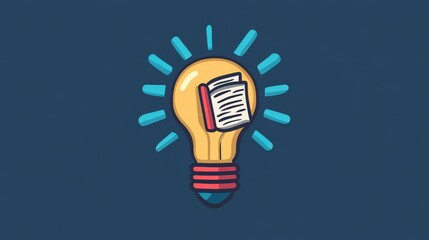 Create a light bulb icon with a book inside, symbolizing the connection between knowledge and innovation. The book should be well-integrated into the design.