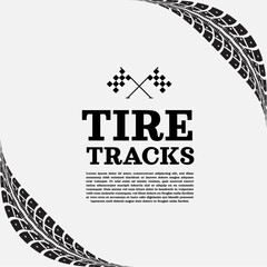 Tire tracks vector illustration. Frame on grey background © Maxim P