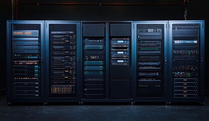 Dark server rack room