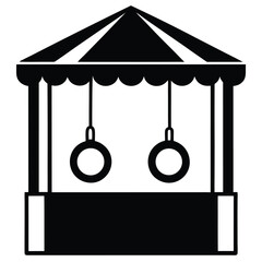 Ring toss booth vector silhouette illustration 
