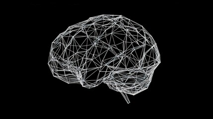 Create a minimalist brain icon design using geometric lines and sharp edges.