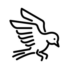 Bird landing outline icon. Bird fly black line illustration.