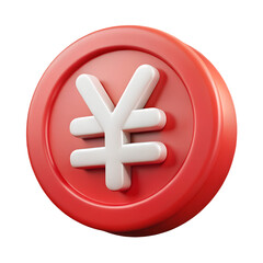 Obraz premium Glossy 3d japanese yen symbol coin in red and white with a modern financial design