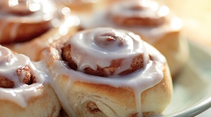 Freshly baked cinnamon rolls drizzled with icing (2)