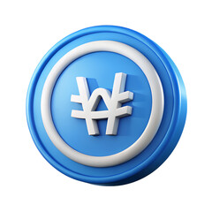 Obraz premium 3d rendered korean won coin on transparent background isolated in a professional financial illustration