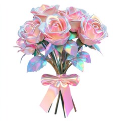 Obraz premium Pink roses bouquet graphics flowers art.