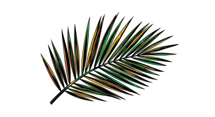 Obraz premium Vibrant Green And Black Palm Leaf Pixel Art Illustration