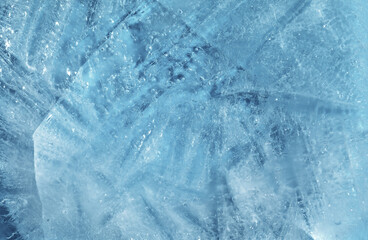 Ice texture with small round air bubbles trapped inside 