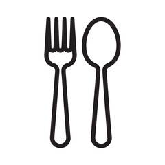 Kitchen utensils set. Fork icon symbol. Spoon icon