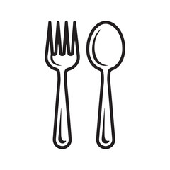 Kitchen utensils set. Fork icon symbol. Spoon icon