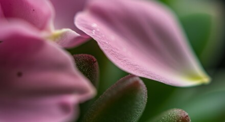Close-Up of Delicate Pink Flower Petals with Water Droplets