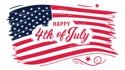Happy 4th of July American Flag Design Illustration