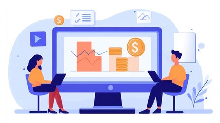 Fototapeta premium Financial Data Analysis: Collaborative Teamwork on Financial Growth and Investment Strategies