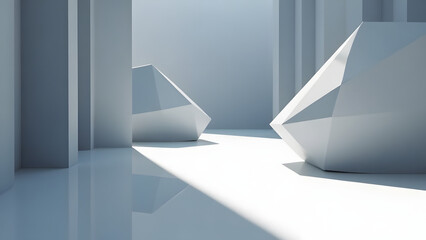 Abstract Geometric Architecture Minimalist White 3D Render