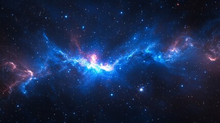 Vibrant Blue And Pink Nebula In Deep Space