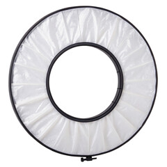 Ring light diffuser isolated on transparent background, creating soft and even lighting for photography and videography, ideal for beauty and portrait shots