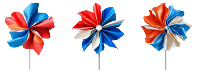 Colorful Pinwheels Isolated on Transparent Background for Design Use