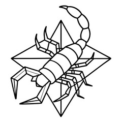 Crystal Prism Scorpion Line Drawing
