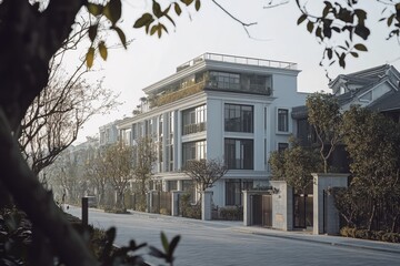 Modern villa facade, elegant design