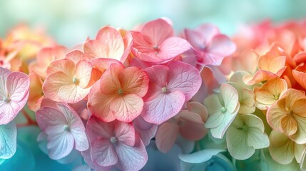 Soft-Toned Hydrangea Cluster with Blurred Natural Background for Home Decor, Floral Advertising, Wedding Theme
