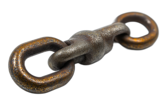 Rusted metal ring attached to a chain isolated on transparent background. - Powered by Adobe