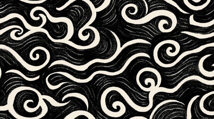 Abstract Swirling Black and White Pattern
