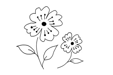 花の手書き北欧風シンプルベクターイラスト