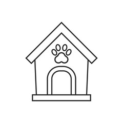 Dog house line icon in flat style. Pet home vector illustration on isolated background. Animal shelter sign business concept.