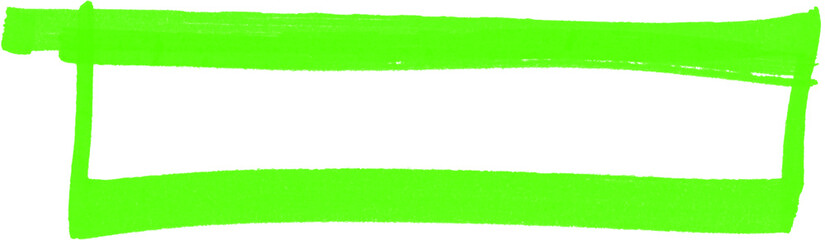 A bright neon green box drawn with bold strokes highlighting a space for creative text painted on transparent background