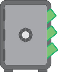Safety Box Icon, Illustration of a Safety Deposit Box and Vault