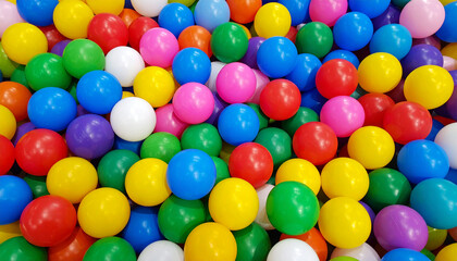 Obraz premium Playful background with plastic toy balls used in childrens indoor parks and entertainment zone