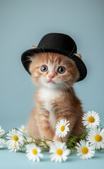 帽子をかぶった猫