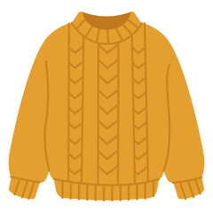 Mustard Cable Knit Sweater Vector Illustration