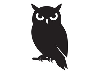 owl logo silhouette vector design, owl logo icon silhouette, tree branch night owl logo silhouette vector, owl silhouette vector style isolated on white background