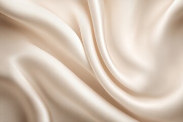 Naklejka premium Close-up of Smooth Flowing Cream Colored Fabric with Soft Texture Ideal for Textile Design and Background Use in Creative Projects