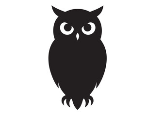 owl logo silhouette vector design, owl logo icon silhouette, tree branch night owl logo silhouette vector, owl silhouette vector style isolated on white background