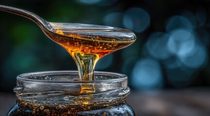 Honey Drizzle from Spoon into Jar (1)