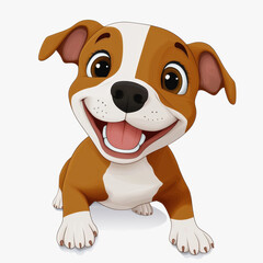 Fototapeta premium Adorable cartoon character of a cute puppy dog with a big smile in a whimsical illustrative background design
